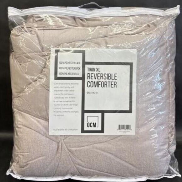 Twin Xl Reversible Comforter 66" x 90" Dusty Pink NEW Dorm Living Cute Chic Glam - Picture 1 of 8